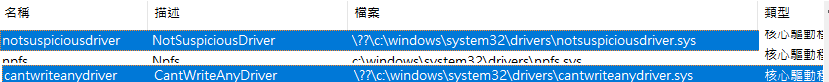 Windows Driver 服務名稱與映像路徑